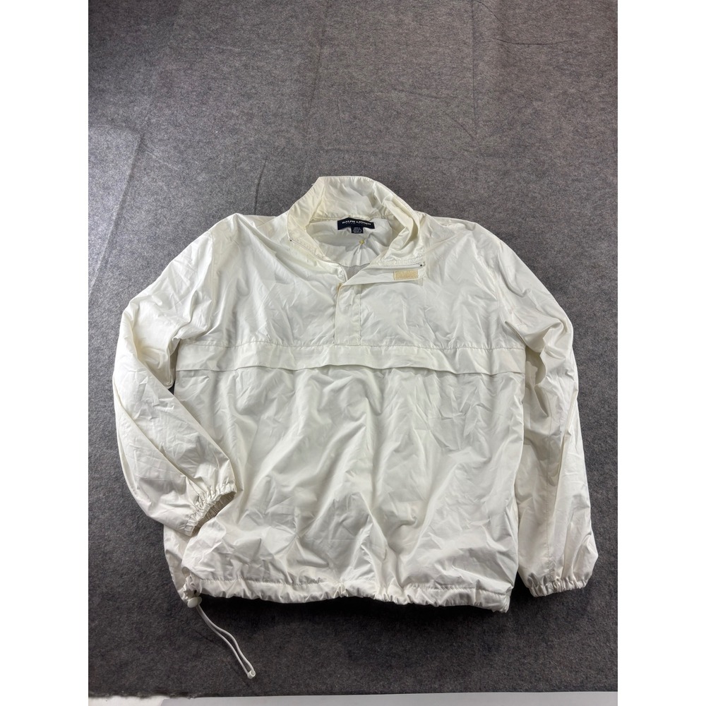 Ralph Lauren Polo Golf Mens White Anorak Windbreaker Half Zip Jacket Large